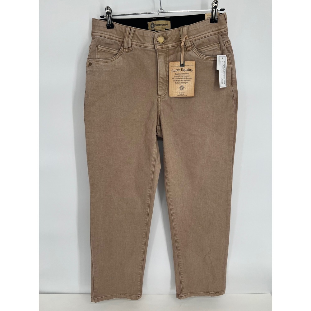 Democracy Womens 8 Ab Technology Straight Leg Jeans Tan Brown B2929LEPE NWT